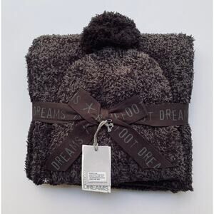 Barefoot Dreams Pom Pom Beanie and Scarf Set Cozychic Espresso Cocoa NEW